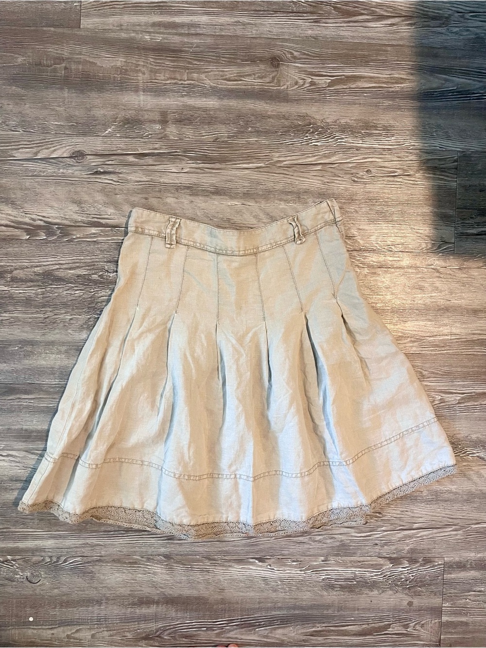 L.O.G.G. : Linen Blend A-Line Skirt with Lace Trim!!